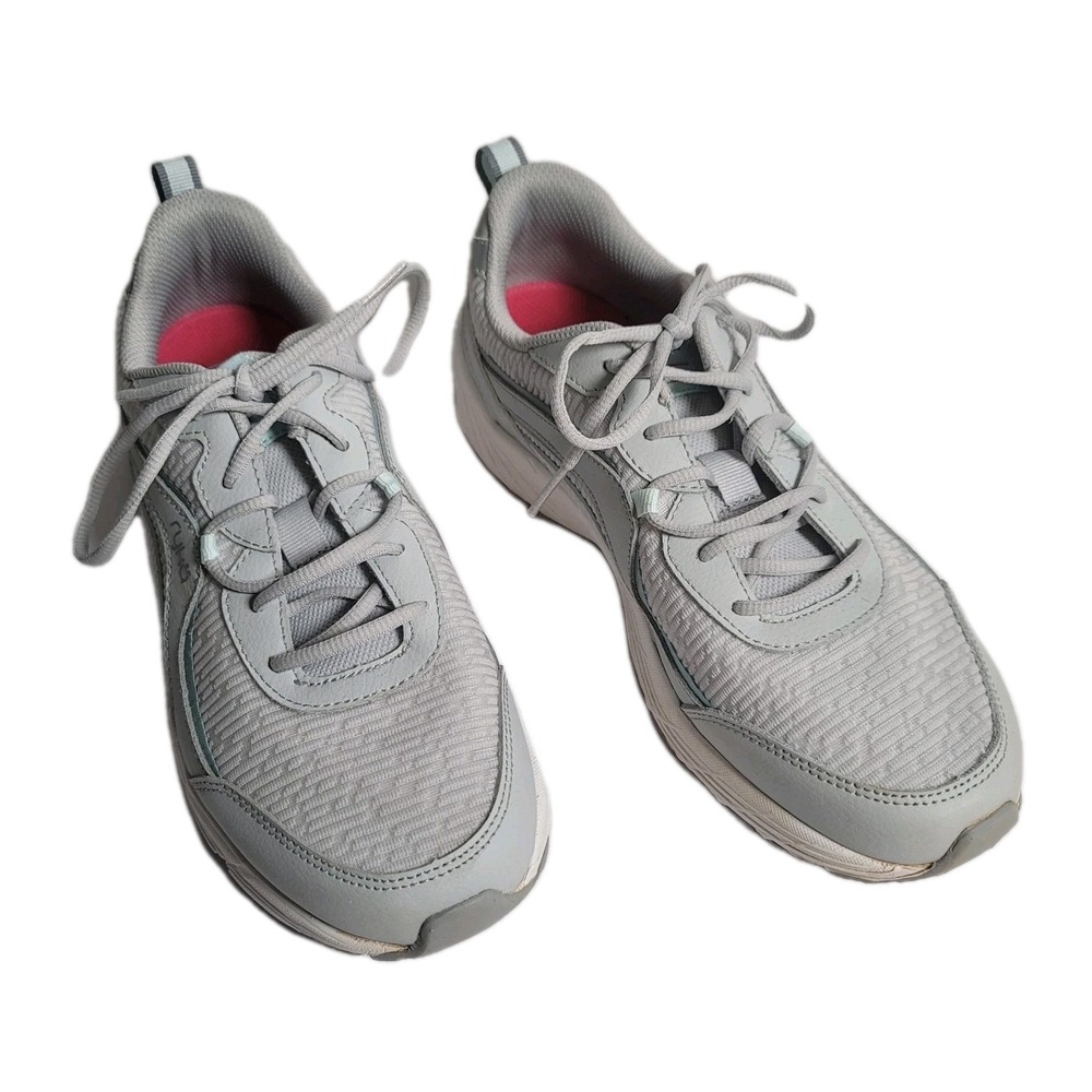 Ryka Mesh Walking Sneakers‎ Imagine Metallic grey silver Green Hiking Exercise